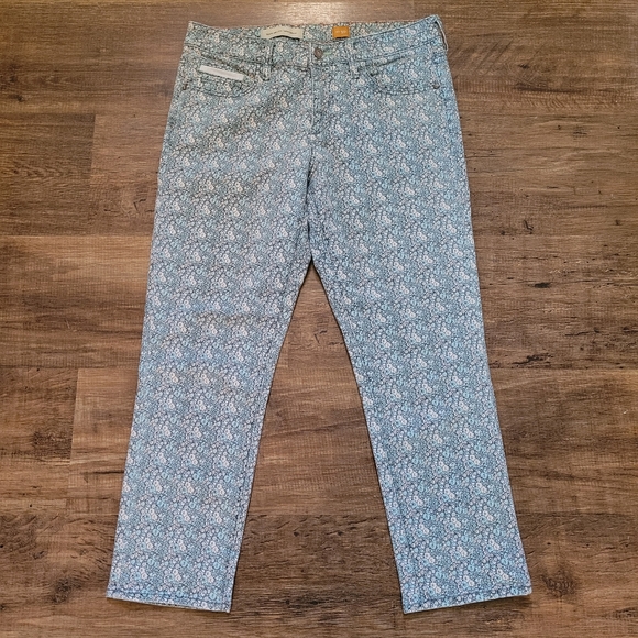 Anthropologie Denim Pants Blue Floral Print 30 Medium Pilcro And The Letterpress - Picture 2 of 5